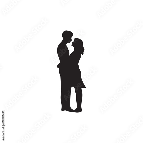 Silhouette of Love: A tender silhouette captures an intimate moment between a couple, symbolizing love and connection in a minimalist art style.