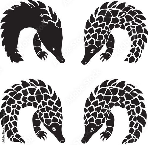 Stylish pangolin silhouettes for striking designs