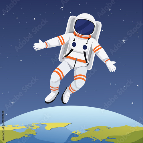 Astronaute flottant en apesanteur dans l'espace