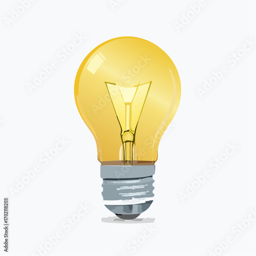 Jolie ampoule à incandescence allumée, culot à vis, arrière plan blanc uni