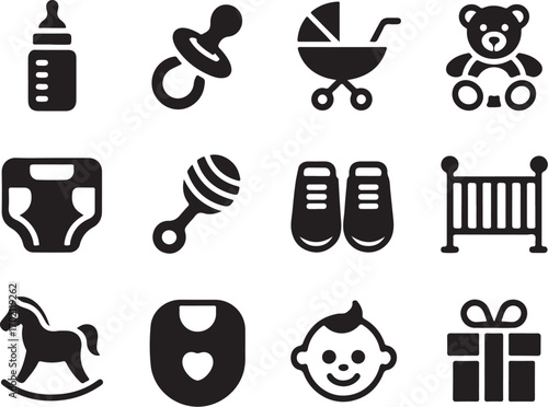 Baby icons set, perfect for new arrival designs
