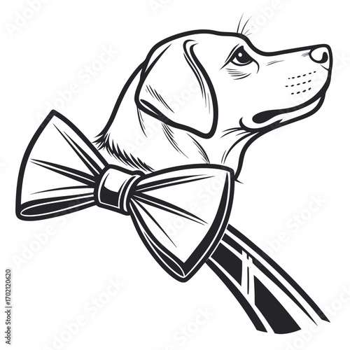 Elegant Dog Wearing a Bow Tie A Stylish Canine Portrait