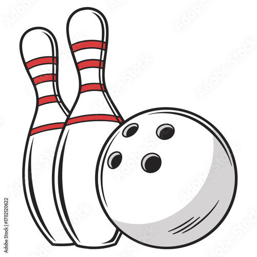 Bowling Pins and Ball Illustration Ready for a Strike!