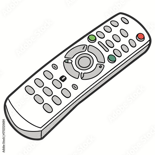 Simple White Remote Control Device Illustration for Television