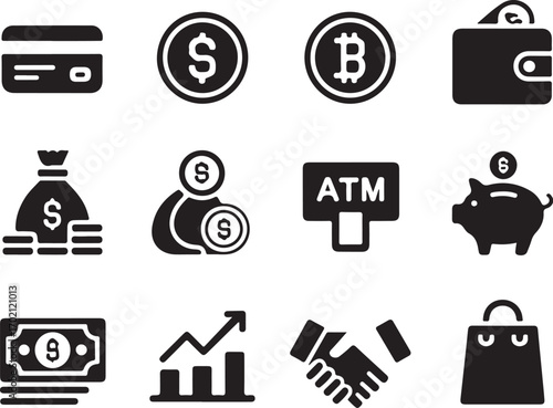 Finance icons for business and banking solutions