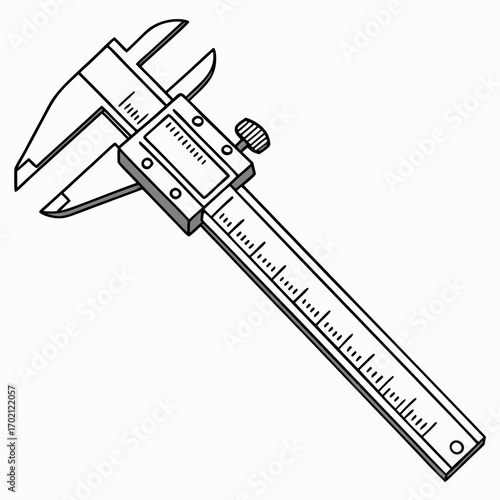 Detailed Line Art Concept of a Vernier Caliper for Precision Measurement and Technical Work