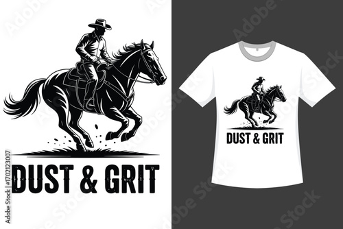 Dust And Grit A Western illustration T-shirt Design