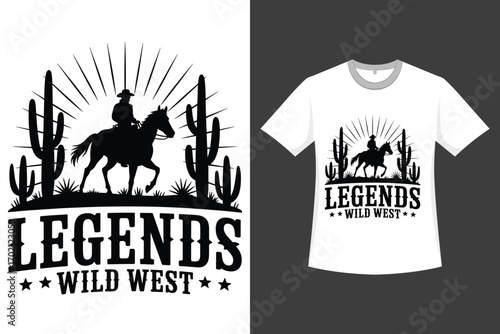 Legends Wild West A Western illustration T-shirt Design
