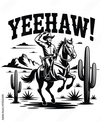 Yeehaw A Western illustration T-shirt Design
