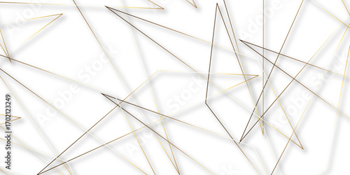 Abstract background with liens and triangles shape on white background. White and golden geometric overlapping rectangle pattern Geometric background soft shadows as patten ..White polygon textured .
