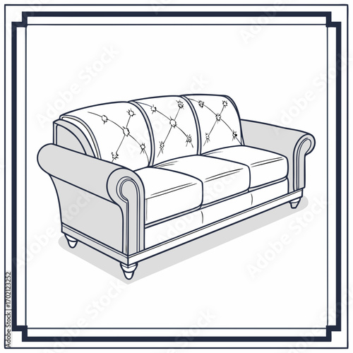 Timeless Design of a Luxurious Tufted Sofa for Interior Concepts