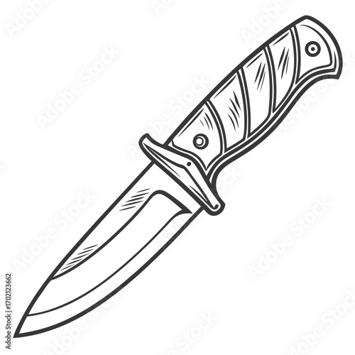 Detailed Illustration of a Hunting Knife