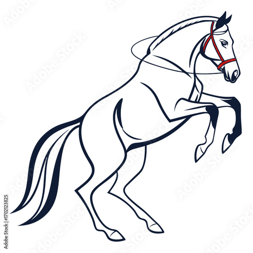 Graceful Rearing Horse Design - Stylized Equine Vector Art on White Background