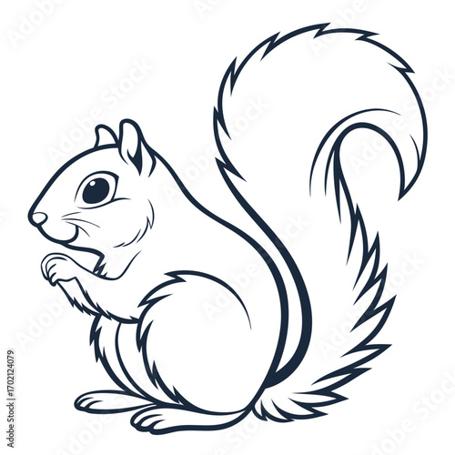 Wallpaper Mural Outline of a Squirrel A Simple Black and White Illustration Torontodigital.ca