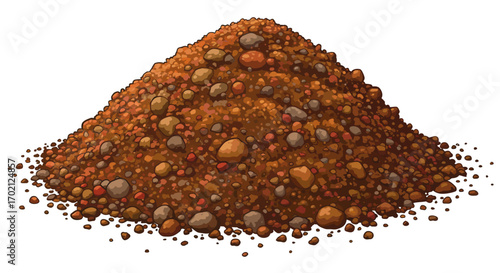 Cartoon Illustration of a Pile of Gravel and Soil.
