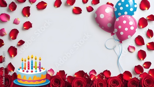 Wallpaper Mural vector design of a  cake with candles and flowers Torontodigital.ca