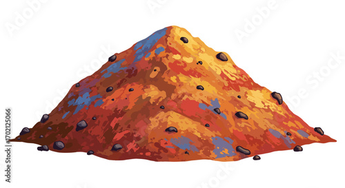Colorful Pile of Soil with Rocks Illustration.
