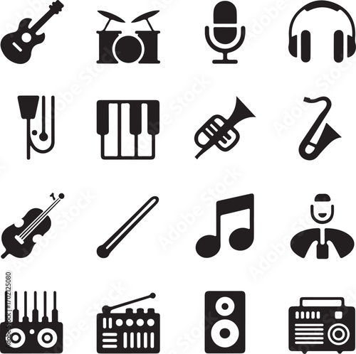 Music icons collection for modern design projects