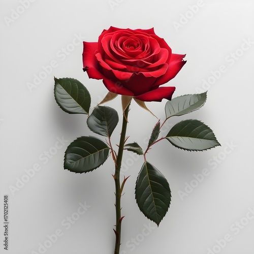 Wallpaper Mural beautiful red rose on off white  background Torontodigital.ca