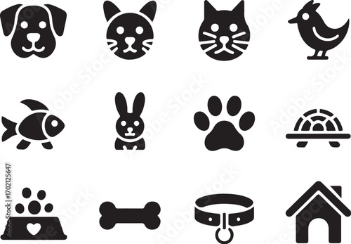 Cute pet icons for animal lovers and pet businesses