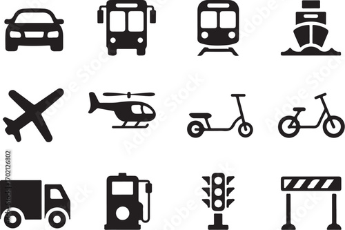 Explore diverse transportation options with icons