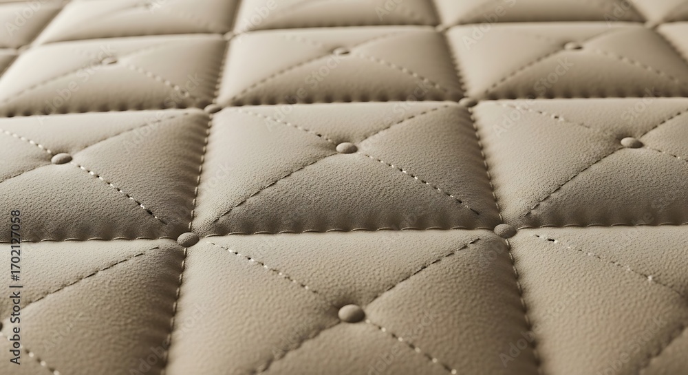 Fototapeta premium Beige Upholstery with Diamond Stitching.