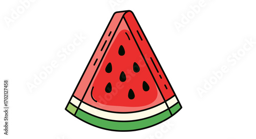 A refreshing slice of summer fruit a juicy red watermelon wedge with black seeds and a green rind perfect for a hot day treat