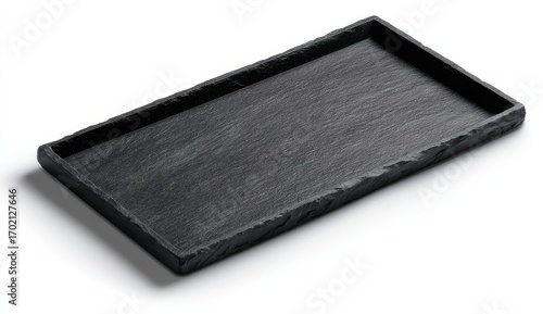 Black rectangular tray, slate-like texture