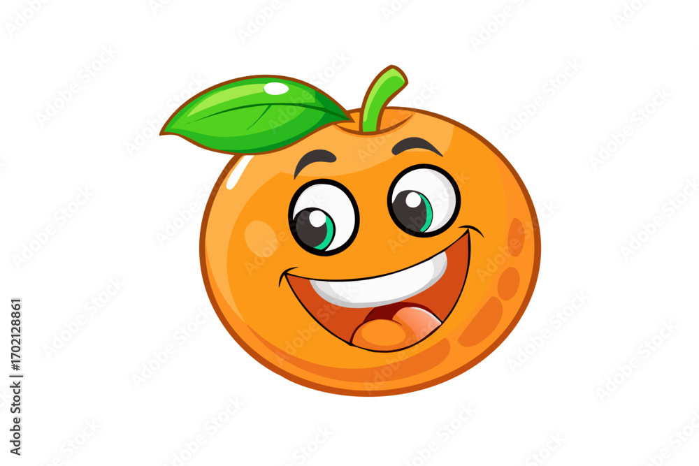 Fototapeta premium Happy cartoon orange with a big smile