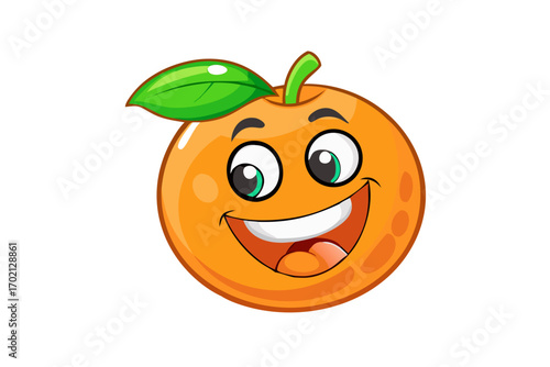Happy cartoon orange with a big smile