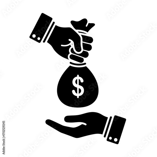 hand holding a bag of money