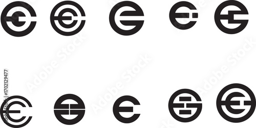 Black abstract circular logos graphic design