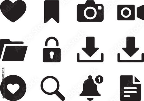 Essential app icons for modern user interface design