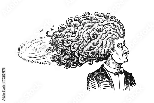 Man with elaborate wig