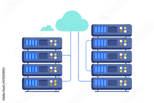 Server racks connected to cloud service