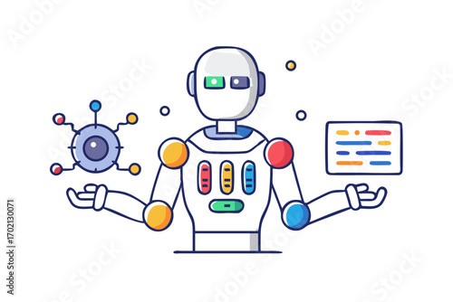 Wallpaper Mural Robot with data and code symbols Torontodigital.ca