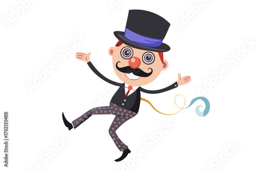 Circus ringmaster with top hat and mustache