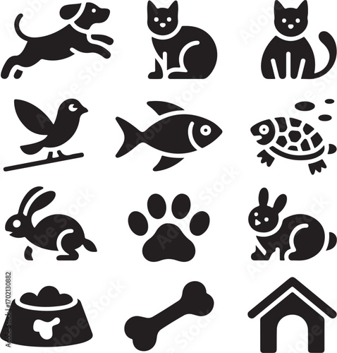 Adorable pets icons for animal lovers and care