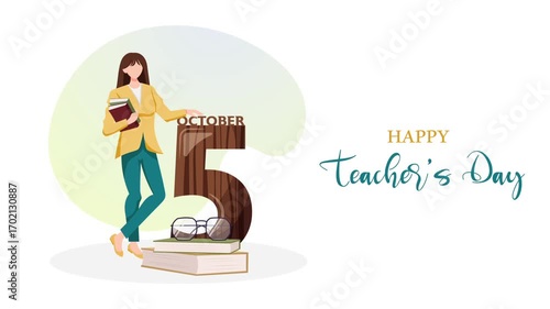 Happy teachers day animation. It's good for teachers day celebration, greeting, banner, etc.