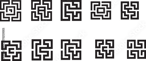 Black geometric maze patterns abstract