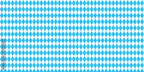 Seamless Bavarian blue and white diamond pattern vector, traditional Oktoberfest background.