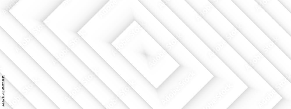 Obraz premium An abstract geometric pattern with repeating diamond shapes and layered lines on a white background creating a sense of depth and minimalist design.