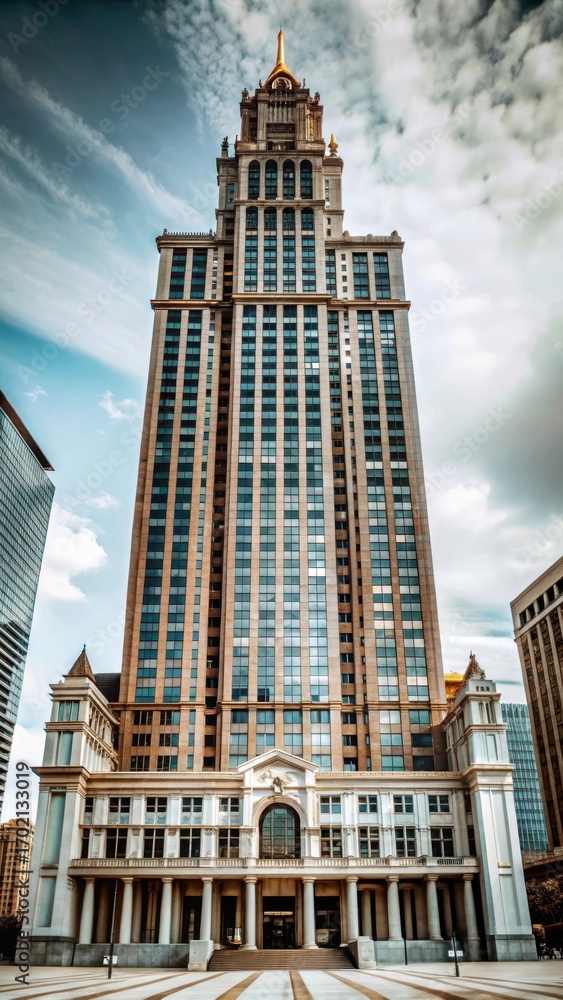 Naklejka premium Grandiose building with a tall tower