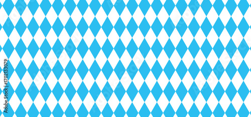 Seamless Bavarian lozenge diamond pattern vector, abstract blue and white background.