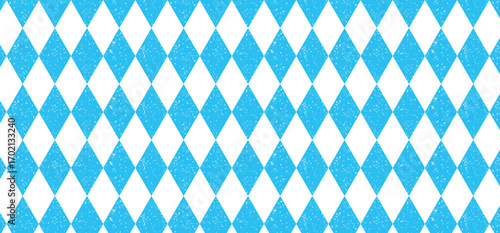 Seamless Bavarian blue and white diamond pattern vector, traditional Oktoberfest background.