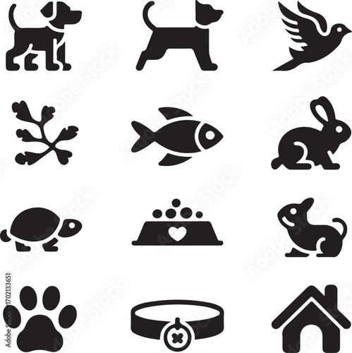 Adorable pet icons for animal lovers and care