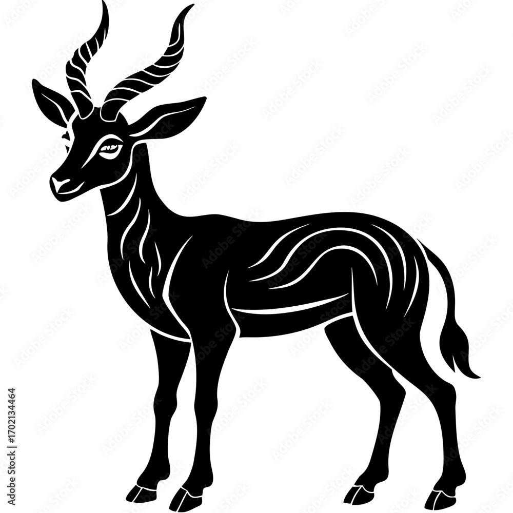 Fototapeta premium Elegant blackbuck silhouette design on white background
