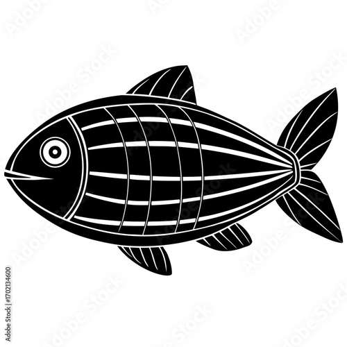 Whimsical blimp fish illustration on white background