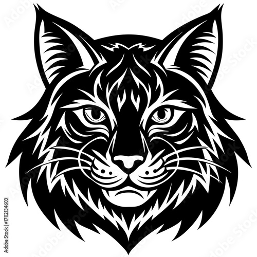 Wallpaper Mural Abstract black bobcat design on white background Torontodigital.ca