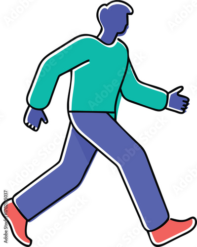 Vector illustration of man walking pose in casual outfit